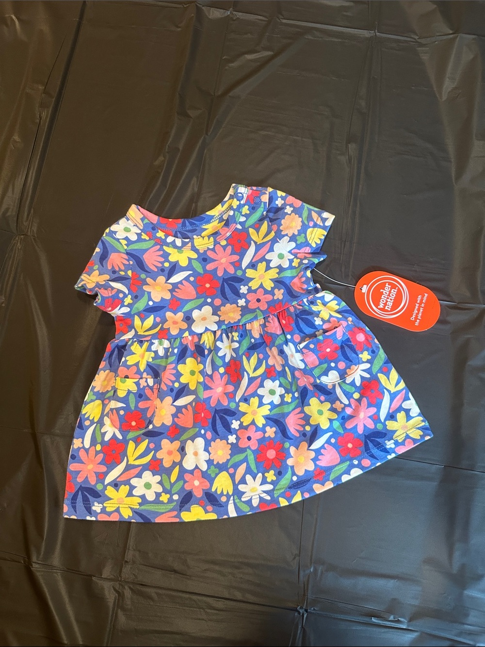 NWT wonder nation Blue Floral Casual Dress with Multi-Color Flowers
